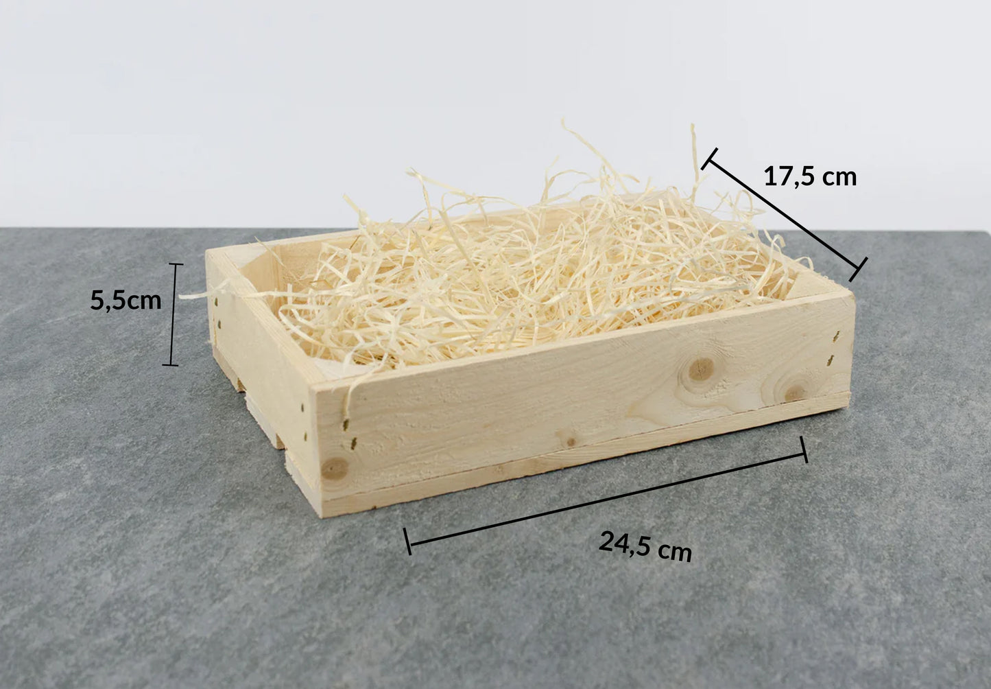 Presentlåda i trä inklusive träull 24,5 cm