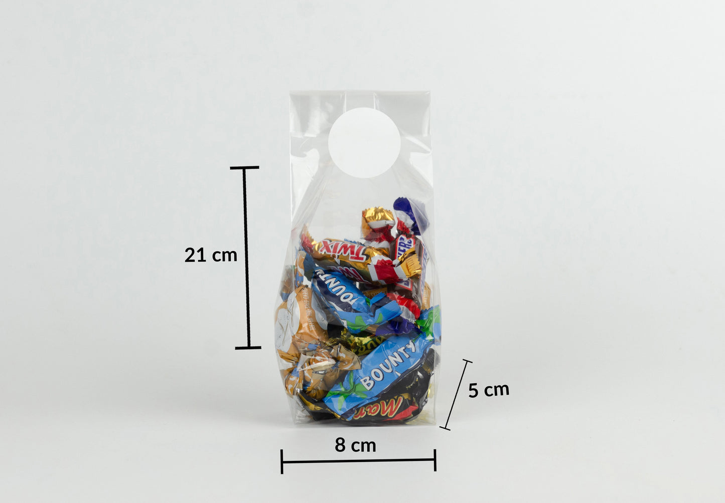 Små cellofanpåsar med botten 8 x 21cm | Transparenta plast